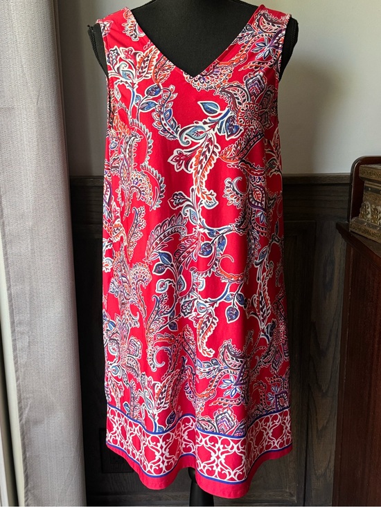 Apt. 9 Dresses & Skirts - Apt. 9 Red Paisley Print Dress with Blue and Cream Accents medium